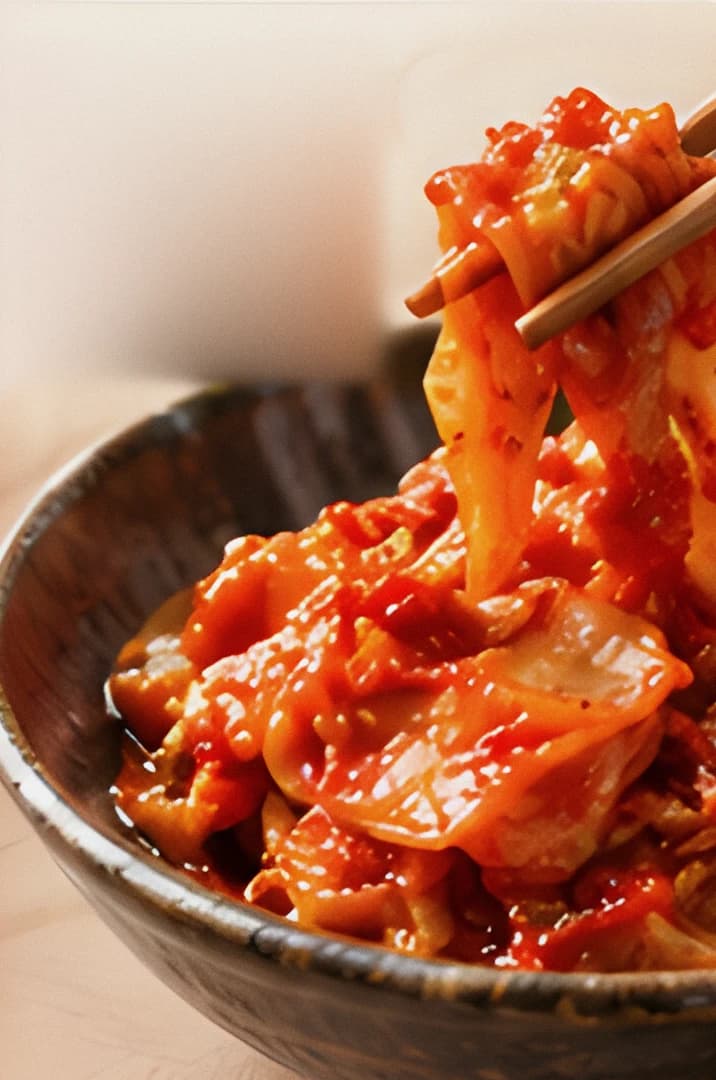 Taça de Lin Kimchi com pauzinhos